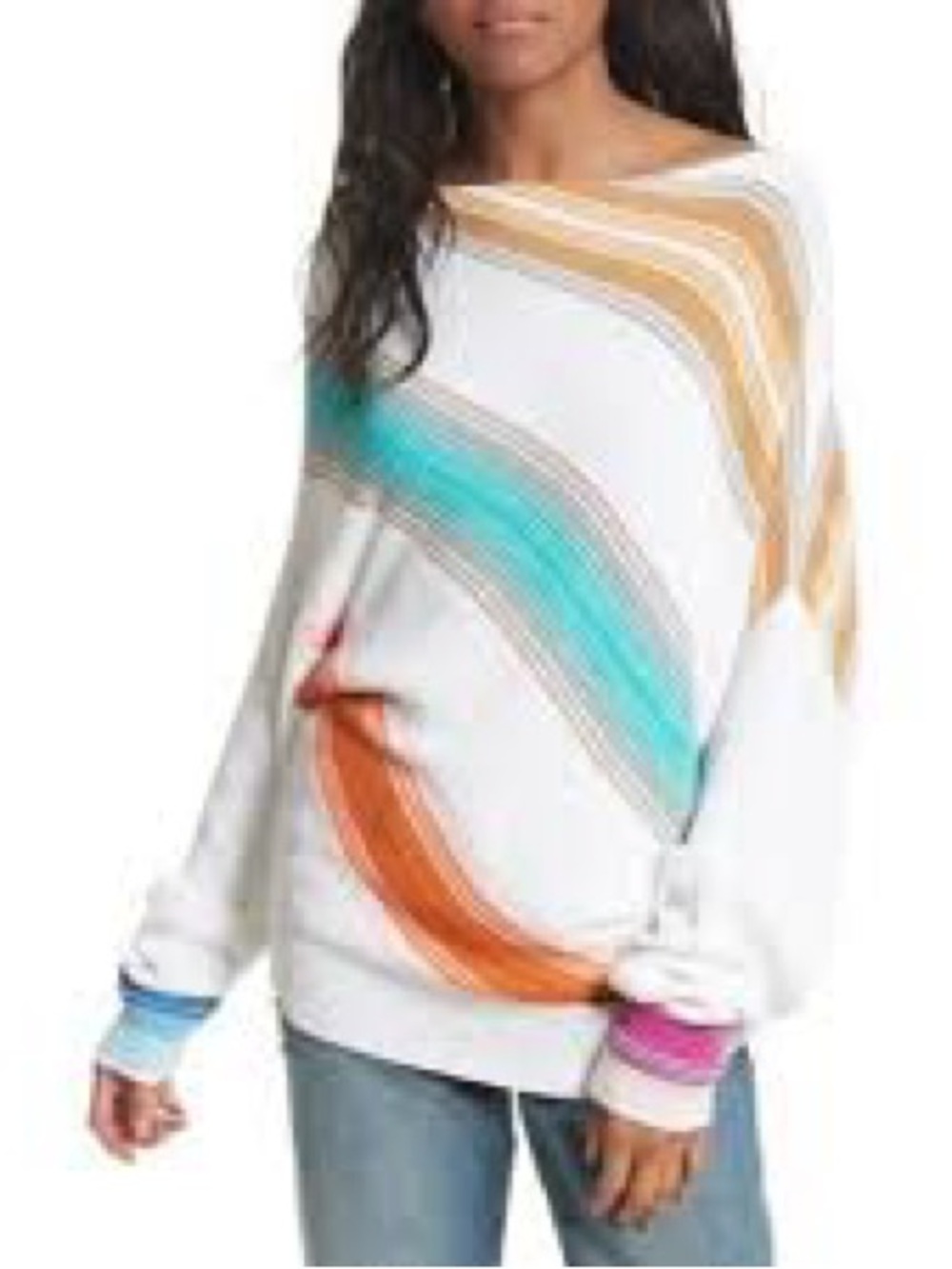 Free People Off the Shoulder Colorful Long Sleeve in Sz M